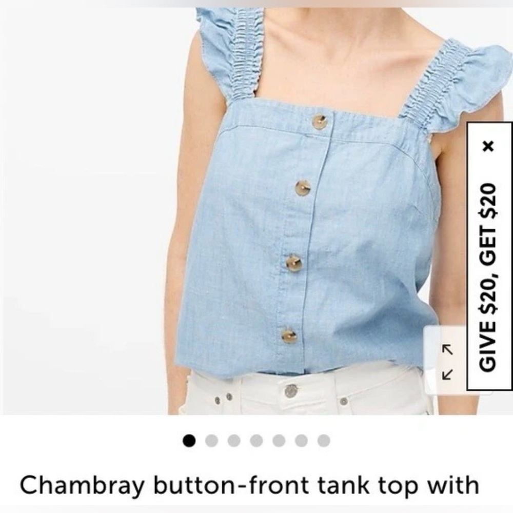 J crew denim ruffled tank top - Picture 2 of 7
